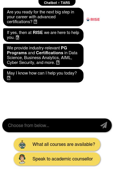 Higher & Professional Learning Chatbotchatbot